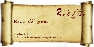 Ricz Ágnes névjegykártya